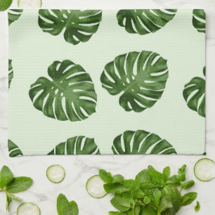Linge De Cuisine Feuilles de palmiers, Feuilles verts, Motif tropic