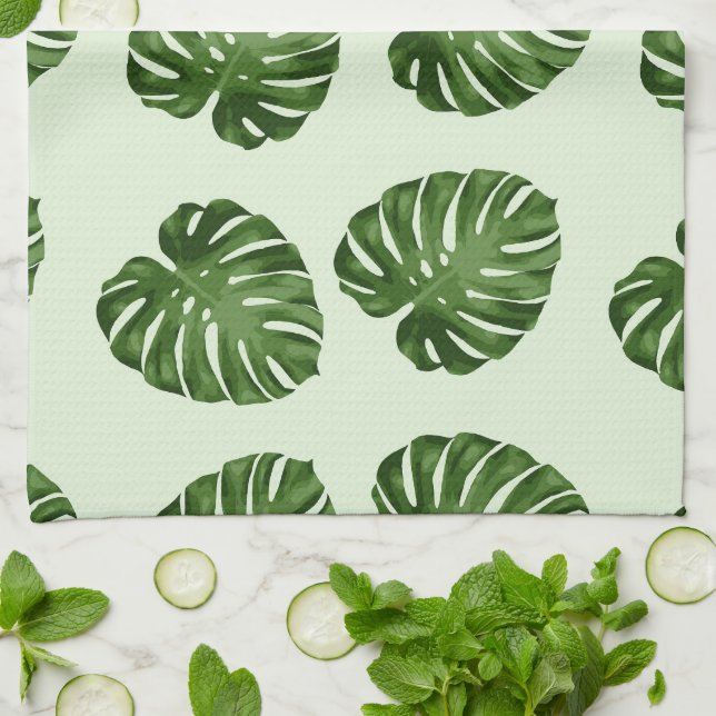 Linge De Cuisine Feuilles de palmiers, Feuilles verts, Motif tropic (Plié)