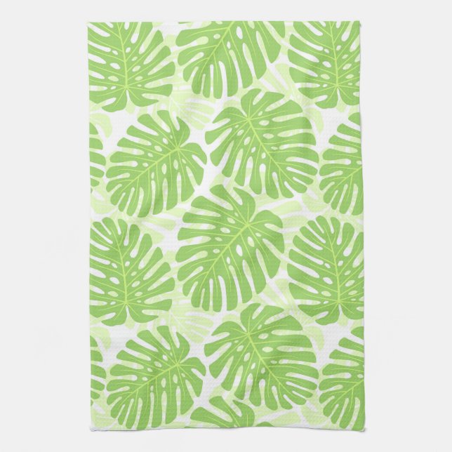Linge De Cuisine Feuilles De Plante Tropical - Monstera Motif (Vertical)