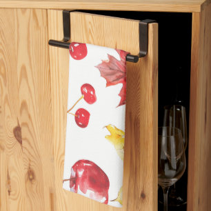Linge De Cuisine feuilles d'érable aquarelle, cerises, pommes