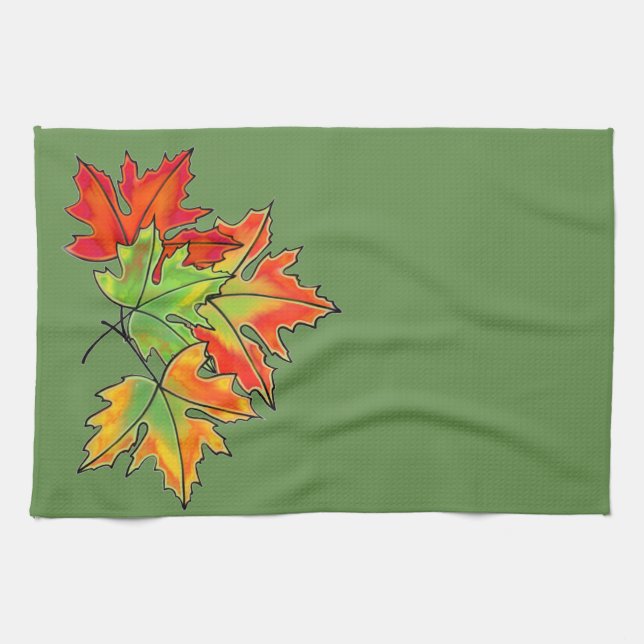 Linge De Cuisine Feuilles d'érable multicolores (Horizontal)