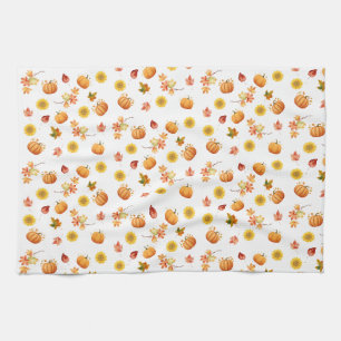 Linge De Cuisine Feuilles et Citrouilles d'aquarelle
