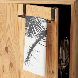 Linge De Cuisine Feuilles Monochrome Noir Blanc Palm Tree