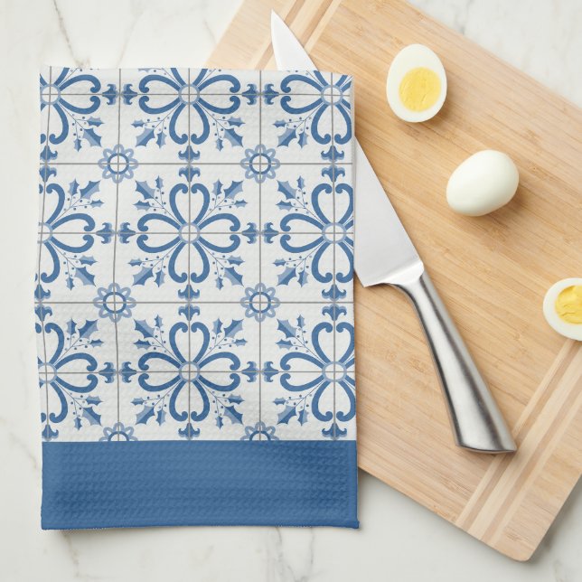 Linge De Cuisine Feuilles saints de Noël et pétales de fleurs (Quart Plié)