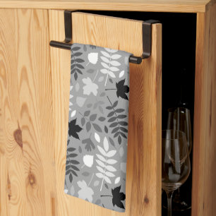 Linge De Cuisine Feuilles tombés Motif Rpt Monochrome sur gris