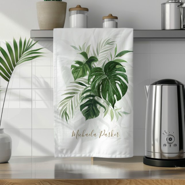 Linge De Cuisine Feuilles tropicales de verdure personnalisées à l' (Créateur téléchargé)