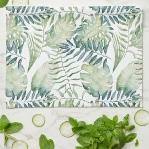 Linge De Cuisine Feuilles verts tropicaux