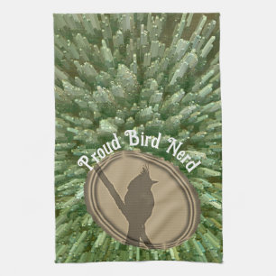 Linge De Cuisine Fier Oiseau Nerd Silhouette Brown Oiseau vert