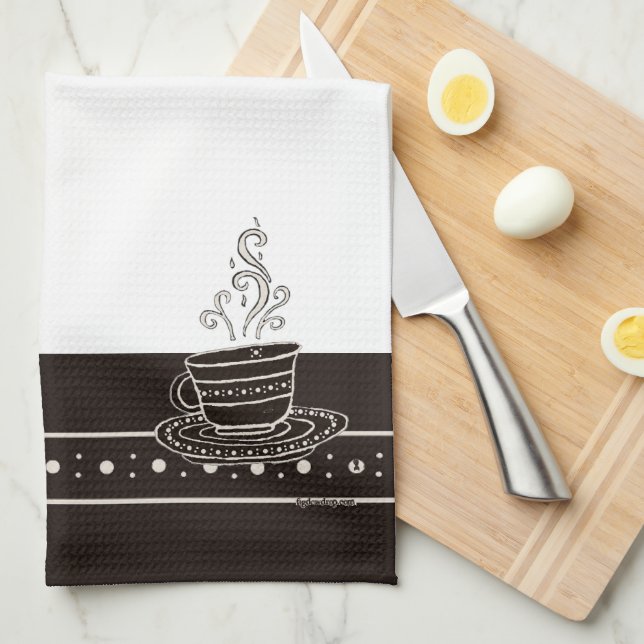 Linge De Cuisine Figdewdrop RelaxCup Black Blinky Bat Kitchen Towel (Quart Plié)