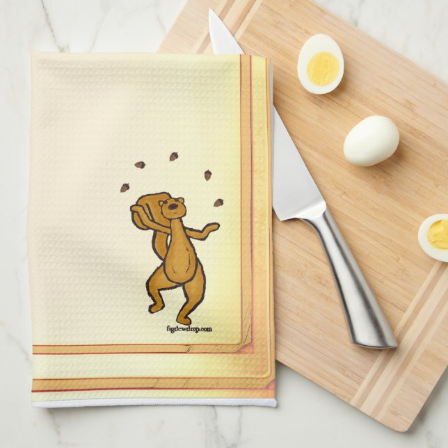 Linge De Cuisine figdewdrops Juggling Squirrel kitchen towel (Quart Plié)