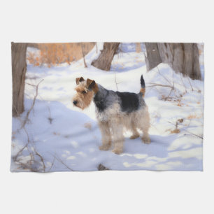 Linge De Cuisine Fil Fox Terrier Laisser neiger Noël