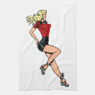Linge De Cuisine Fille au charme rétro à côté, blonde bombshell