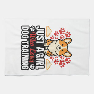 Linge De Cuisine Fille de dressage de chien Corgi Vintage Vector Sh