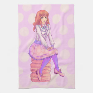 Linge De Cuisine Fille Macaron rose