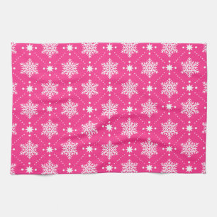 Linge De Cuisine Fille Motif de Noël rose et blanc Snowflakes