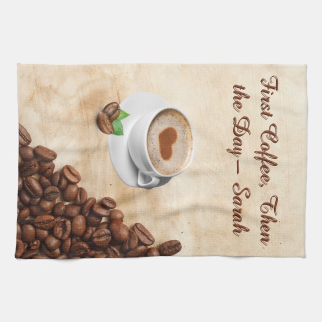 Linge De Cuisine First Coffee, Then the Day – Sarah Kitchen Towel (Horizontal)