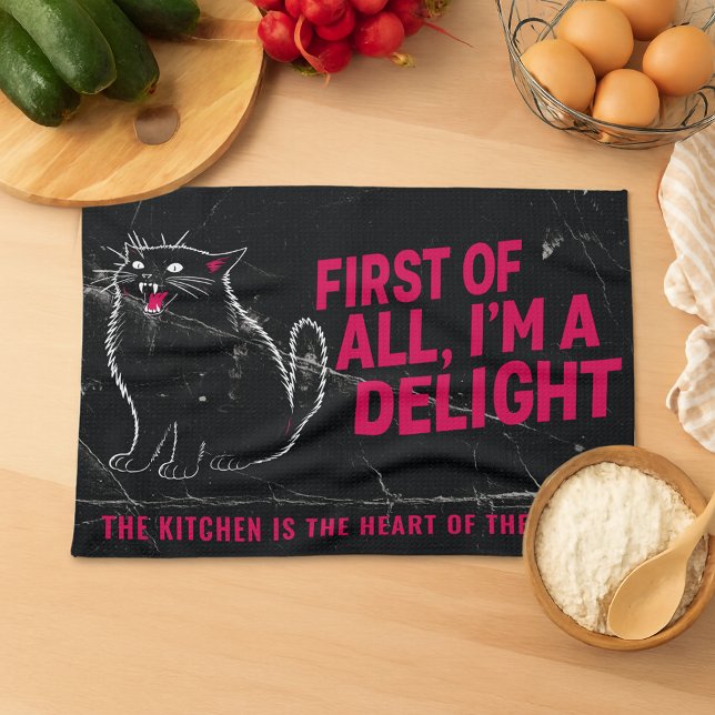 Linge De Cuisine First Of All I'm A Delight Roaring Black Cat (Créateur téléchargé)