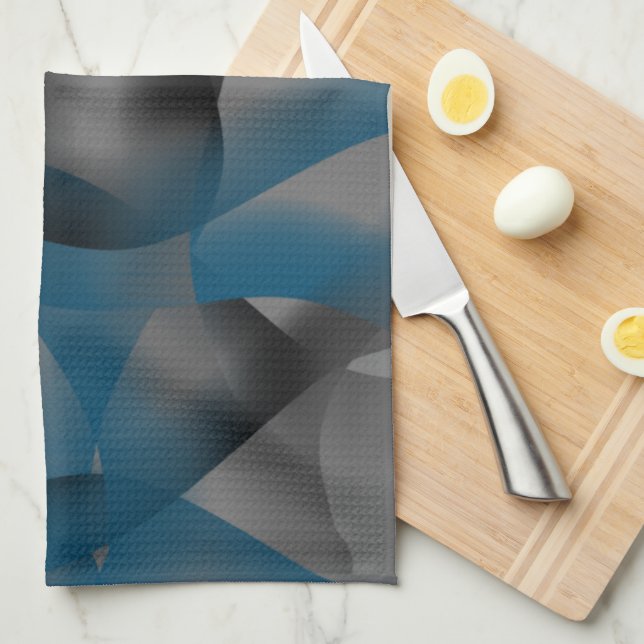 Linge De Cuisine Fissures noires et bleues, avec parties en dégradé (Quart Plié)