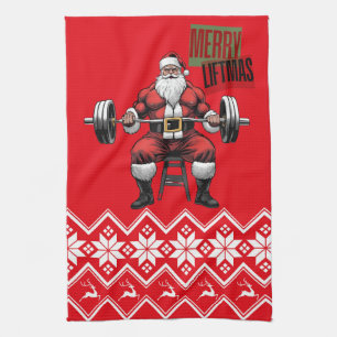 Linge De Cuisine Fitness amusant Noël Vies Barbell Père Noël Salle