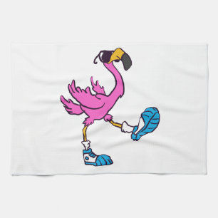 Linge De Cuisine Flamant rose amusant avec des lunettes de soleil  