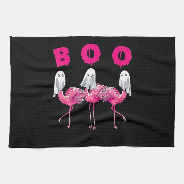 Linge De Cuisine Flamant rose Boo Halloween Flamant rose Fantôme (Horizontal)