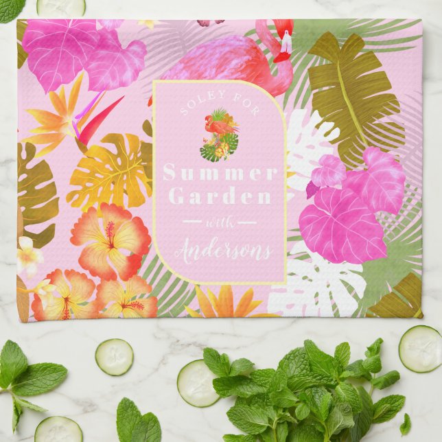 Linge De Cuisine Flamant rose Garden Rose (Plié)