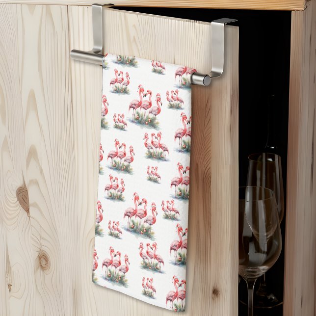 Linge De Cuisine Flamant rose Noël tropical (Flamingo Tropical Christmas kitchen towel )