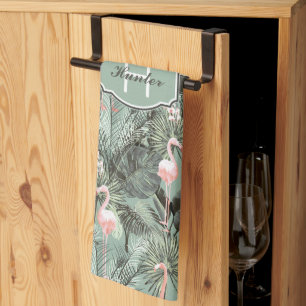 Linge De Cuisine Flamant rose Orchidée Tropical Motif Sage ID868