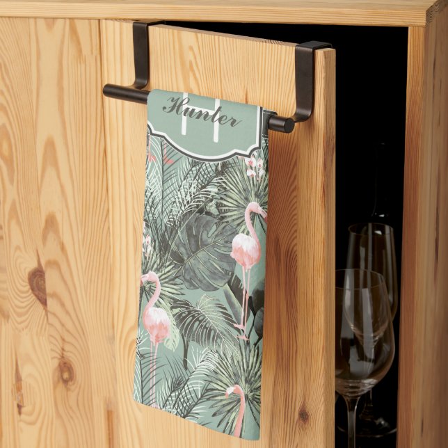 Linge De Cuisine Flamant rose Orchidée Tropical Motif Sage ID868 (Pliage en tiers)