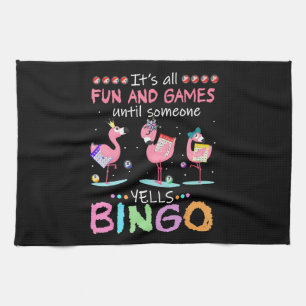 Linge De Cuisine Flamant rose rose Bingo Funny Cadeau Art