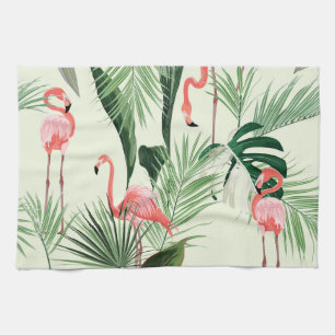 Linge De Cuisine Flamant rose rose Fleurs exotiques Motif