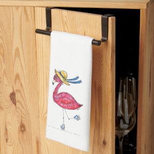 Linge De Cuisine Flamant rose rose mignon sur les patins