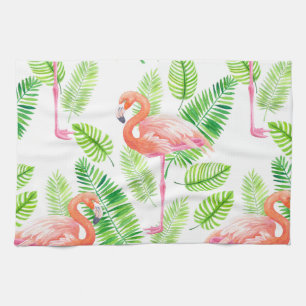 Linge De Cuisine Flamants roses et feuilles tropicaux