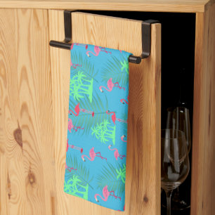 Linge De Cuisine Flamants roses roses et palmiers