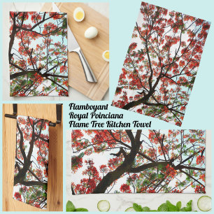 Linge De Cuisine Flamboyant Royal Poinciana Tree Rouge Noir Blanc