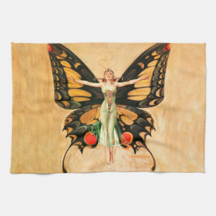Linge De Cuisine Flapper Butterfly Flying Woman Illustration