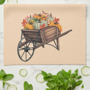 Linge De Cuisine Flèche à roues automnale avec Citrouilles