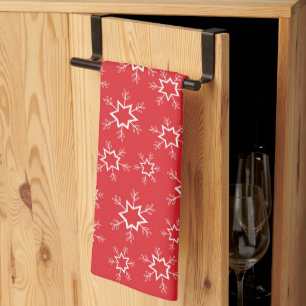 Linge De Cuisine Flèches de neige, Flakes rouges et blancs, Neige