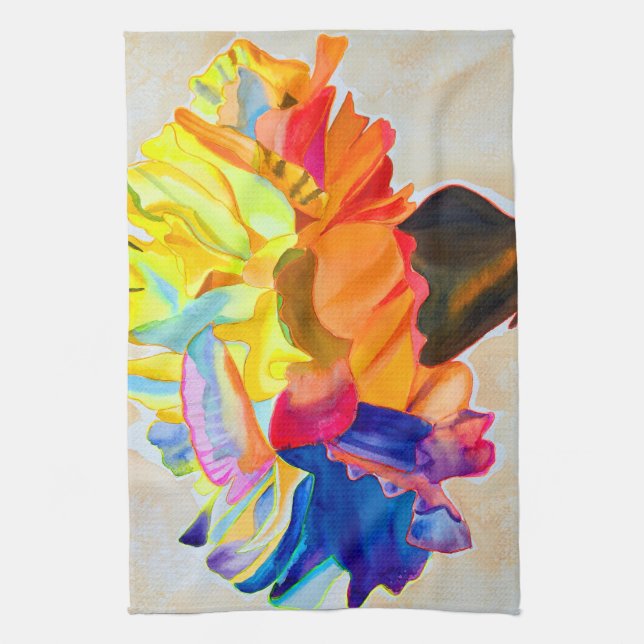 Linge De Cuisine Fleur d'aquarelle Neon Carnation (Vertical)