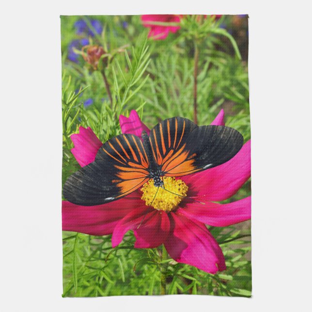 Linge De Cuisine fleur d'aster mexicain avec une Doris Longwing  (Vertical)
