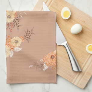 Linge De Cuisine Fleur d'Automne – Florales chaudes beige et orange