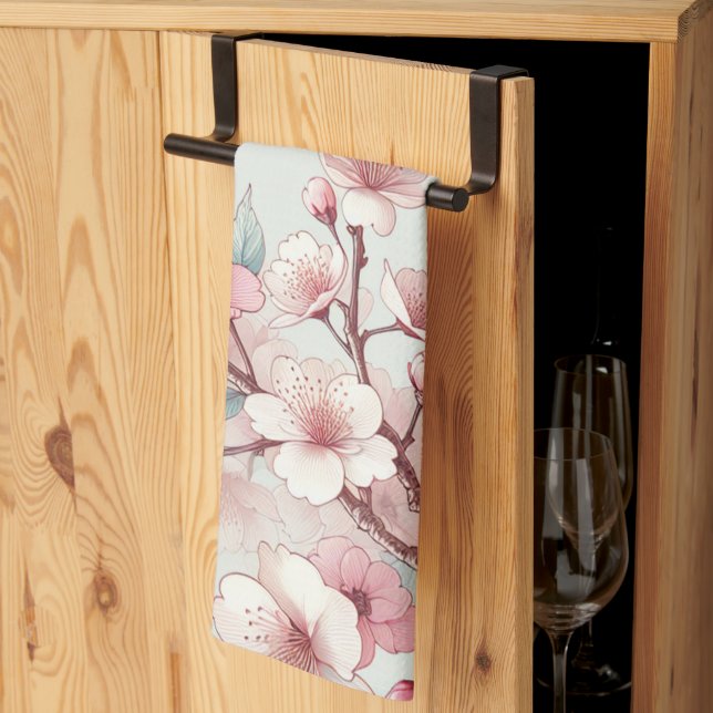 Linge De Cuisine Fleur de cerise (Pliage en tiers)