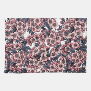 Linge De Cuisine Fleur de cerisier rose et bleu