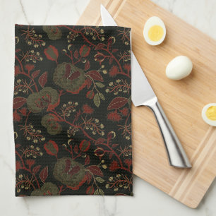 Linge De Cuisine Fleur de Cottage Gothique Vintage Sombre et Élégan