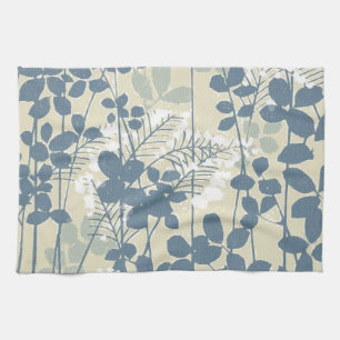Linge De Cuisine Fleur de feuille bleue asiatique japonaise