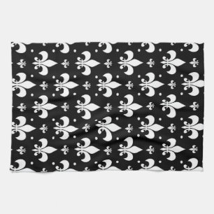 Linge De Cuisine Fleur de lis noir design Motif