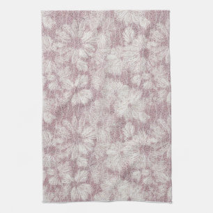 Linge De Cuisine Fleur de Pâquerette Veloutée Rose Poussiéreuse
