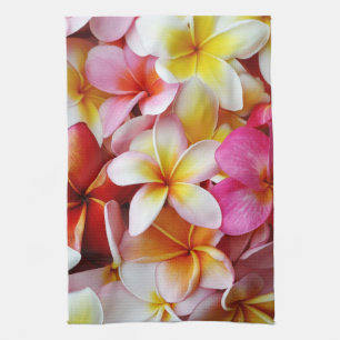 Linge De Cuisine Fleur de Plumeria mixte jaune rose