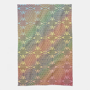 Linge De Cuisine Fleur de vie - motif de grunge de timbre 1