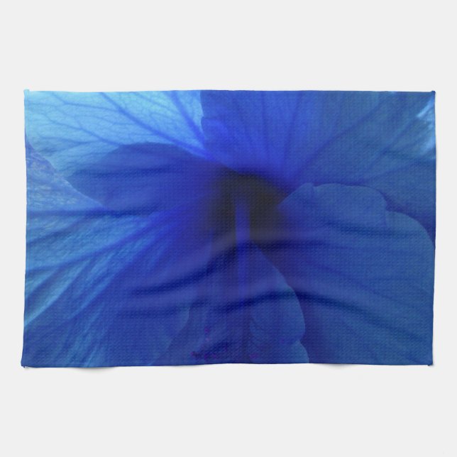 Linge De Cuisine Fleur d'Hibiscus bleu (Horizontal)
